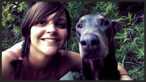 Christy Acree embraces her dog during a walk.