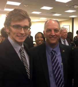 Senior Adam Nettles pictured with Louisiana Governor John Bel-Edwards